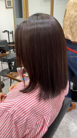 パーマ 矯正パーマ、ベージュ ボブカット🫧のヘアスタイル