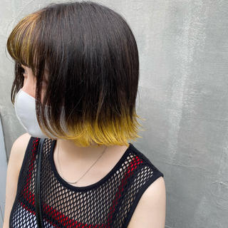 パツっと切りそろえた切りっぱなしボブです 