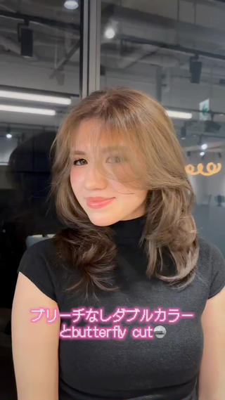 ミディアム karin🪩海外風 バタフライカットのヘアスタイル