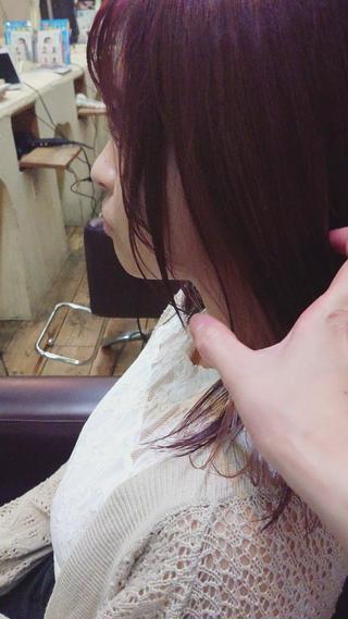 サーモンピンクのインナーカラー 