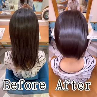 僕の考案したオリジナルメニュー！
ケア縮毛矯正！これホントおすすめです！
前処理から中間処理剤を使用してダメージを最小限に抑えます！
通常の縮毛矯正より質感が上がります！ 