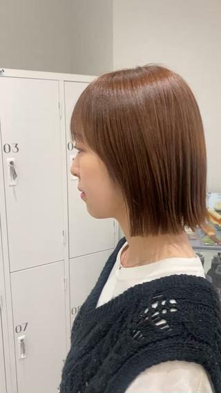 ぱつっとボブ♡♡柔らかいベージュカラー️ラベンダーベージュ