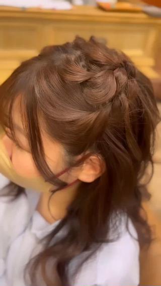 高めハーフツイン♡編み込み×ネジネジ♡