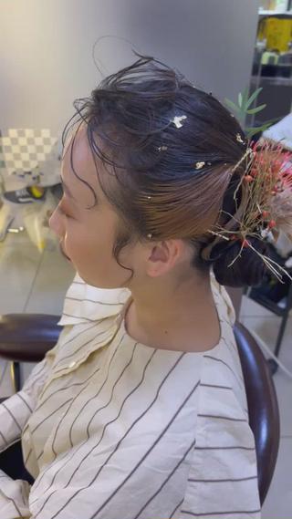 セミロング ヘアアレンジ 似合わせカットカラー ♡佐藤捺美のヘアスタイル