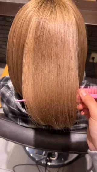 ブリーチダメージ、毛先が広がりやすい方もここまでツヤツヤになれます️ 