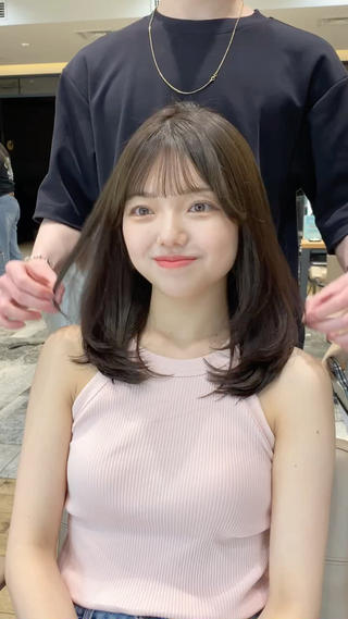 ミディアム カラー On所属・顔まわりカット🌟 くびれヘア/寺門遥輝のヘアスタイル