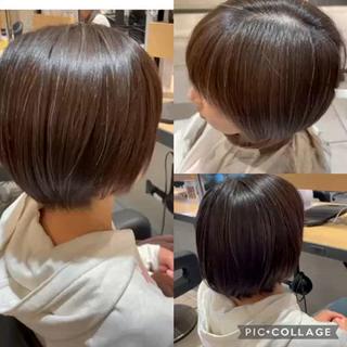 ショート カラー パーマ 渡部雄大 ショート／縮毛矯正のヘアスタイル