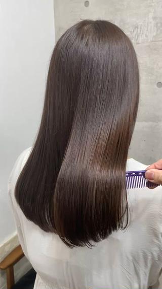 セミロング シャドウパーマ 曲がる縮毛矯正のヘアスタイル