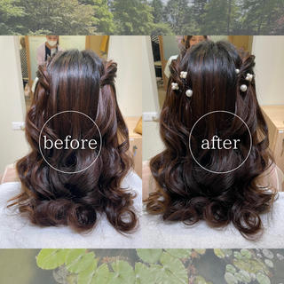 セミロング ヘアアレンジ ボウ🪞ヘアセット /メイク/マツパのマツエク・マツパデザイン