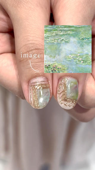 モネの絵画イメージのアートネイル 