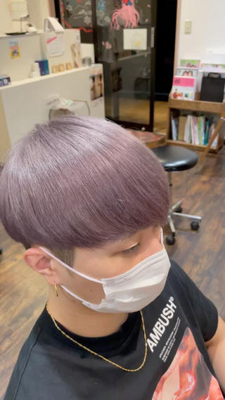 ブリーチオンカラーでパールグレージュ 