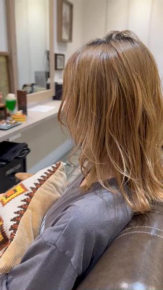 ミディアム パーマ Lamp所属・ショート／透明感 カラー加治竜汰💡のヘアスタイル