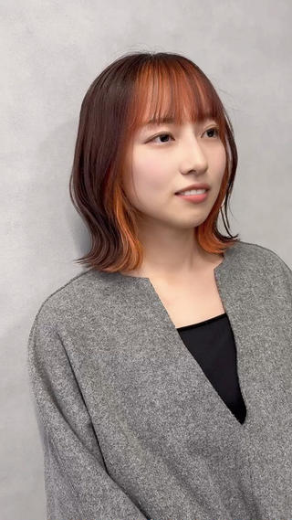 ミディアム カラー 縮毛矯正/髪質改善 インナーカラーせいぎのヘアスタイル