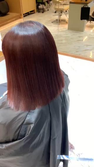 ミディアム カラー パーマ ✨美髪矯正×髪質改善 🍎カイト🍎渋谷のヘアスタイル