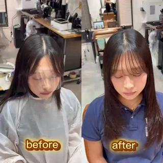 セミロング こうき/前髪割れ癖 改善/カット/カラーのヘアスタイル