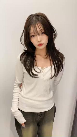 セミロング ワンカールで可愛い レイヤーカット/宮田のヘアスタイル