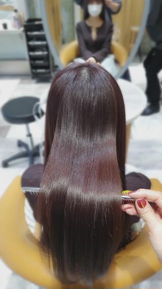 セミロング カラー ダメージレス縮毛矯正 髪質改善【美冴】のヘアスタイル