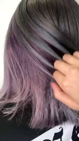 デザインカラー/インナーカラー/ボブ/ハイトーンカラー/黒髪 