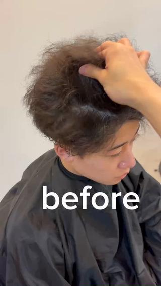 ショート メンズ メンズ特化 韓国/曲がる縮毛矯正のヘアスタイル