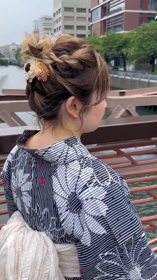 浴衣のアップスタイル 