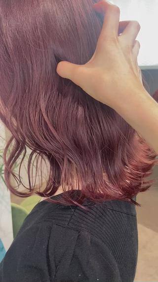 市販の黒染め履歴からブリーチ一回で入るチェリーピンク