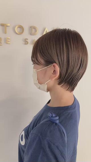 ショート カラー スキバサミを使わない カット🌼唯🌼のヘアスタイル