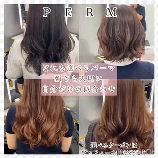 セミロング カラー パーマ 左藤健人 デジタルパーマ/渋谷のヘアスタイル