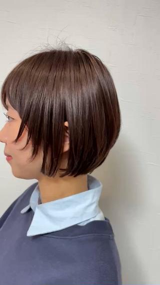 フェイスレイヤーショートボブ×チョコレートブラウンカラー 
