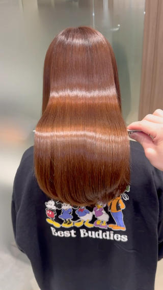 ミディアム カラー 癖毛救済✂️ボブ /髪質改善ストレートのヘアスタイル