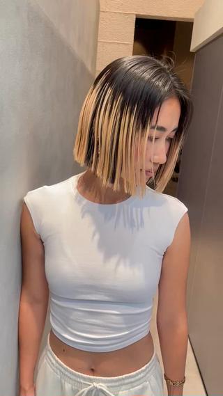 ショート カラー EMANONシェアサロン心斎橋店所属・韓国メンズヘア　ミル クティボブ　足立佳代のヘアスタイル