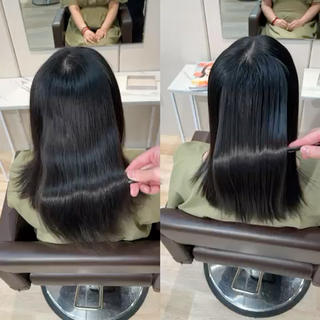 健康毛なのにごわつく。。。
そんな悩みを解決します！！

縮毛矯正×髪質改善で美髪矯正します♪( ´θ｀)ノ 