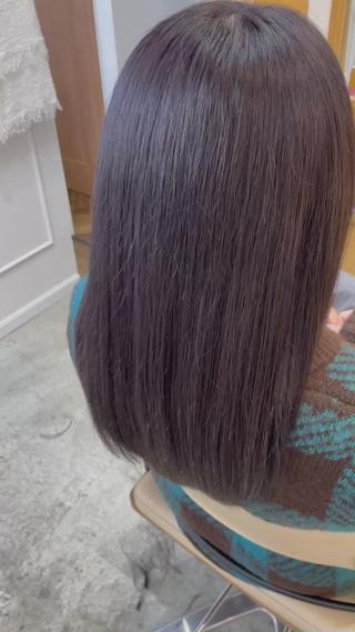 ブリーチ毛にダークカラーでラベンダーアッシュ 