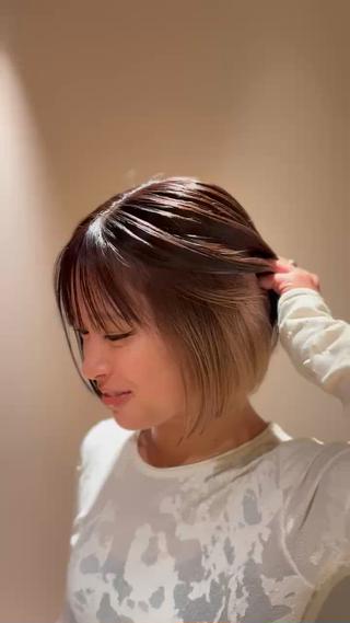 インナーブリーチダブルカラー+ぱっつんボブ 