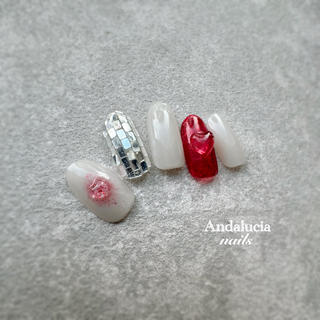 Red × White ×キラキラ
ちょっとPOPなバレンタインネイルデザイン♡

アンダルシアネイルズ
　ɴᴜᴀɴᴄᴇ ᴅᴇsɪɢɴ ᝢᝢ ᴀʀᴛ ᴅᴇsɪɢɴ 
　似合わせネイル 𓍯 お任せください

 ˗ˏˋ 美しいフォルムでちゅるんとネイル ˎˊ˗
　にお仕上げいたします♡

𓆸 𓆸 𓆸 𓆸 𓆸 𓆸 𓆸 𓆸 𓆸 𓆸 𓆸 𓆸 𓆸 𓆸 𓆸 