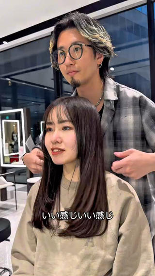 ロング カラー レイヤー/グレージュ メンズパーマのヘアスタイル