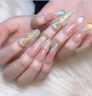 #スカルプ#ロングネイル#ギャルネイル#チークネイル#キラキラネイル#マグネット#マグネットネイル#ギャルネイル#グラデーション#ラメグラ