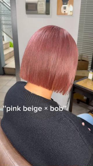 ピンクベージュ / ピンクカラー / ベージュカラー / ラベンダーカラー / ラベンダーピンク / ペールピンク / ベビーピンク / ホワイトピンク / ワインレッド / ボブ / 切りっぱなしボブ / タッセル 