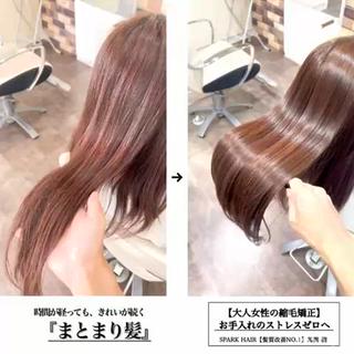 ロング カラー パーマ 大人女性の縮毛矯正/ 艶髪職人/馬渕樹のヘアスタイル