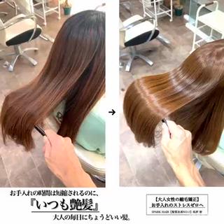 ロング カラー パーマ 大人女性の縮毛矯正/ 艶髪職人/馬渕樹のヘアスタイル
