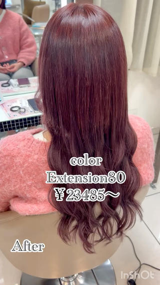 カラーエクステ80本
⁡
色/長さが変わるだけで印象も変わります
お悩みの方はお任せ下さい
⁡
【料金】
カラーエクステ80本 ￥23485〜
⁡
【時間】
月曜日〜金曜日/日曜日8:00〜17:00まで
※土曜日はご案内不可です
⁡
 