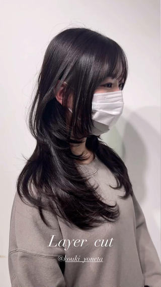 セミロング カラー 🎀レイヤー×透明感 ×髪質改善🎀米田のヘアスタイル