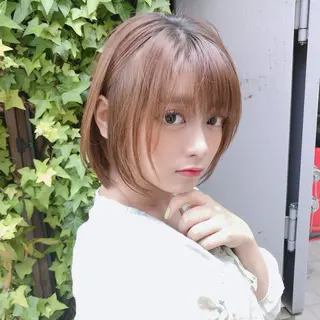 ショート ブリーチなしピンク 縮毛艶髪矯正/吉村のヘアスタイル