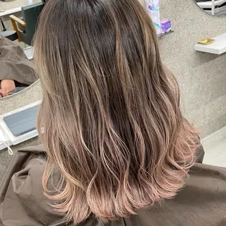 セミロング カラー Lull1人美容室 バレイヤージュのヘアスタイル