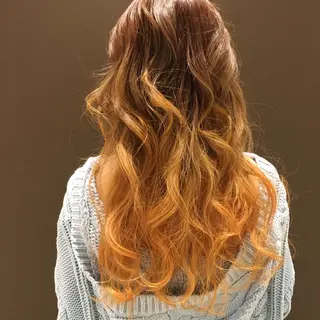 ロング カラー ヘアアレンジ きむえり/髪質改善 /うねり広がり改善のヘアスタイル