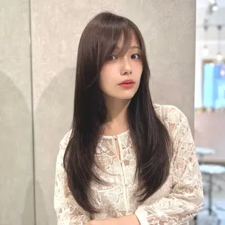 ロング カラー パーマ ヘアアレンジ メンズ キッズ 新宿/小顔レイヤー/ 顔まわり/西慶太朗のヘアスタイル