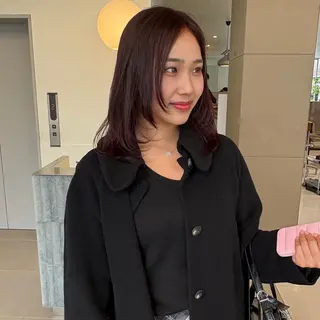 セミロング レイヤーカット🐩 透明感カラー モカのヘアスタイル