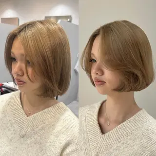 カラー ミディアム 柔らかい縮毛矯正/ ボブ/北林のヘアスタイル