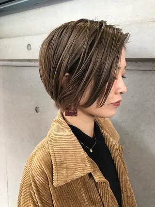 ショート カラー パーマ ヘアアレンジ 【白髪ぼかし 専門GBG】自由が丘のヘアスタイル