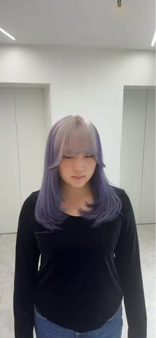 ロング カラー ヘアアレンジ ウルフカット×ハイ トーン職人🤍ゆうひのヘアスタイル