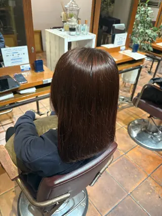 ミディアム カラー Yu-ka🌼*･ カラー縮毛矯正❣️のヘアスタイル